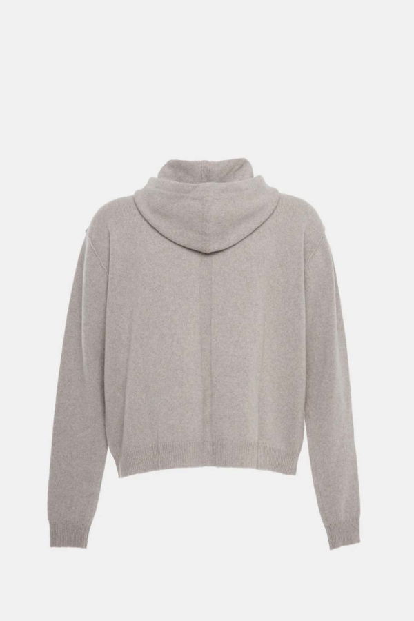 Rick Owens Light Grey Zip-Up Hoodie - Pearl