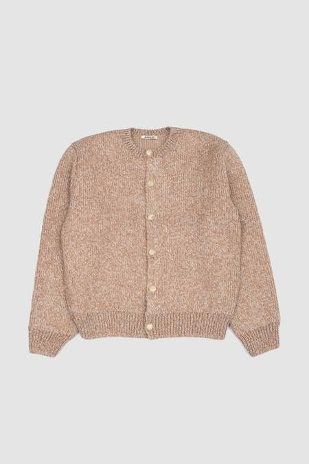 Auralee Baby Alpaca Wool Wide Rib Cardigan - Brown | Garmentory
