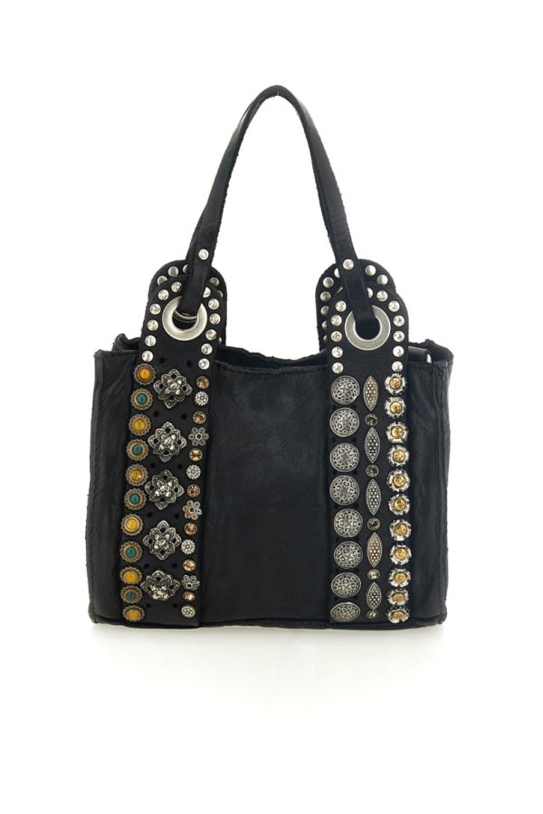 Campomaggi Dafne Crossbody Bag with Forte dei Marmi Studs - Black