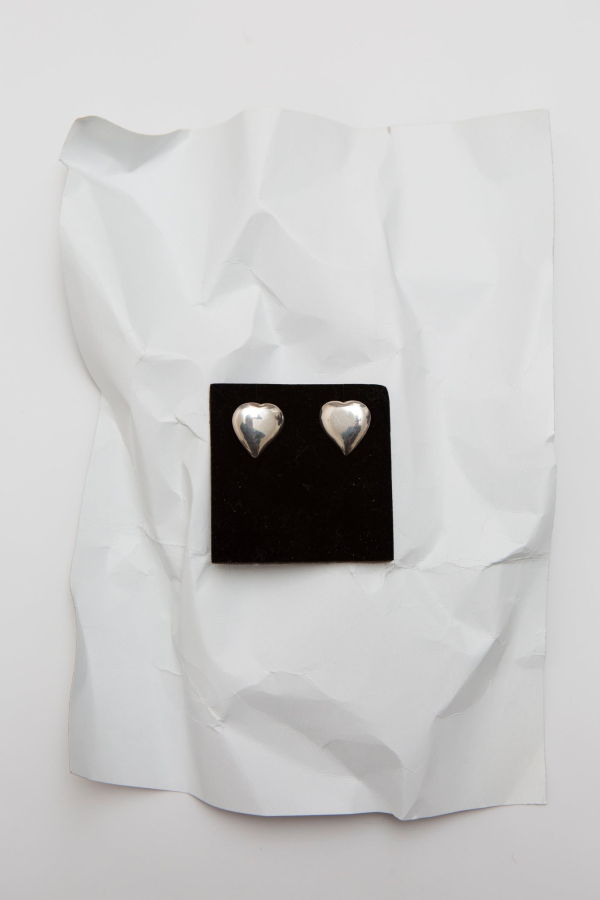 Heart Stud Earrings - Silver