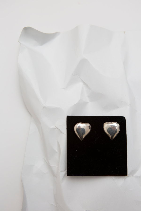 Heart Stud Earrings - Silver