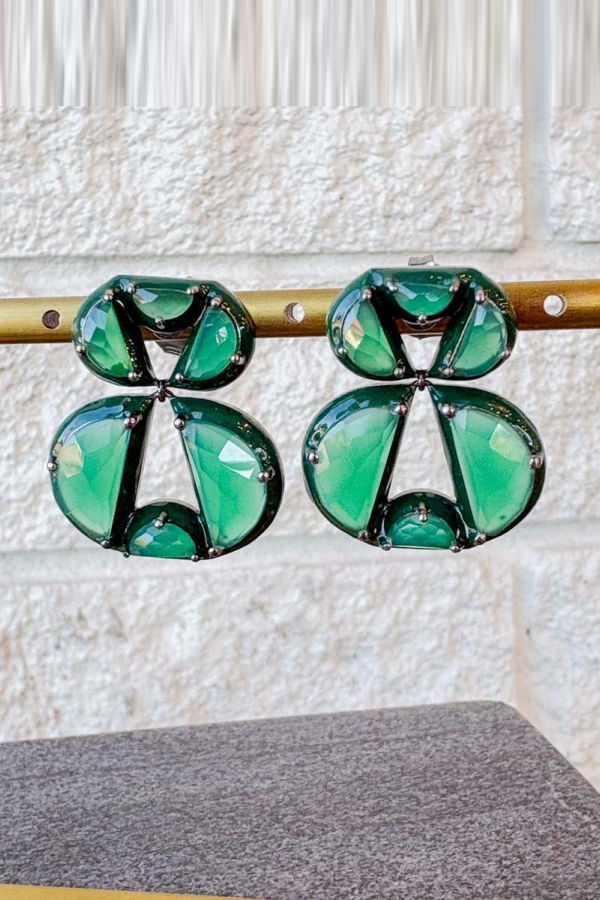 Nak Armstrong Infinity Enameled Earrings - Green Onyx