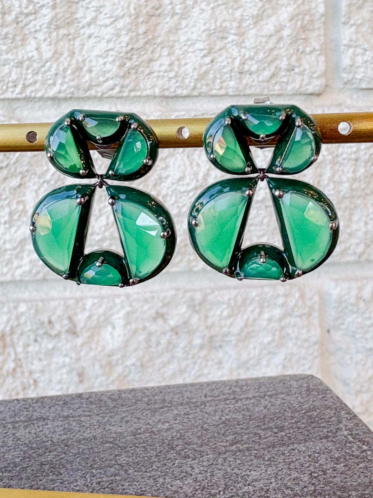 Nak Armstrong Infinity Enameled Earrings - Green Onyx - Image 1 of 4