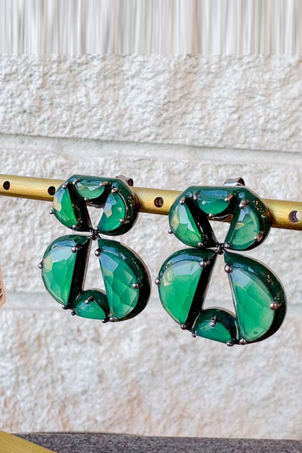 Nak Armstrong Infinity Enameled Earrings - Green Onyx
