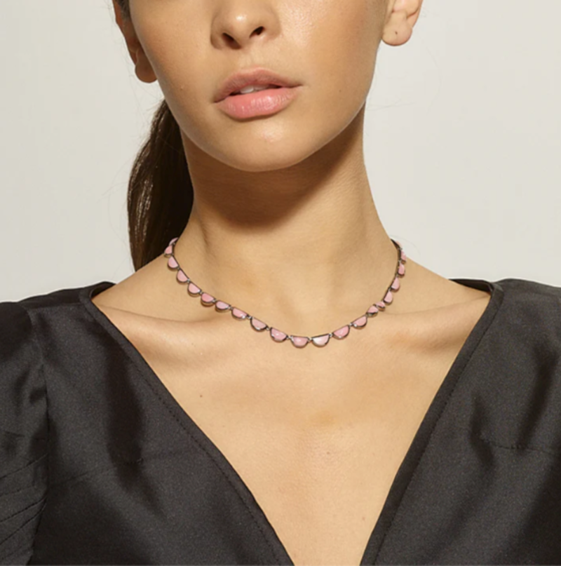 Nak Armstrong Riviere Scallop Necklace - Pink Opal