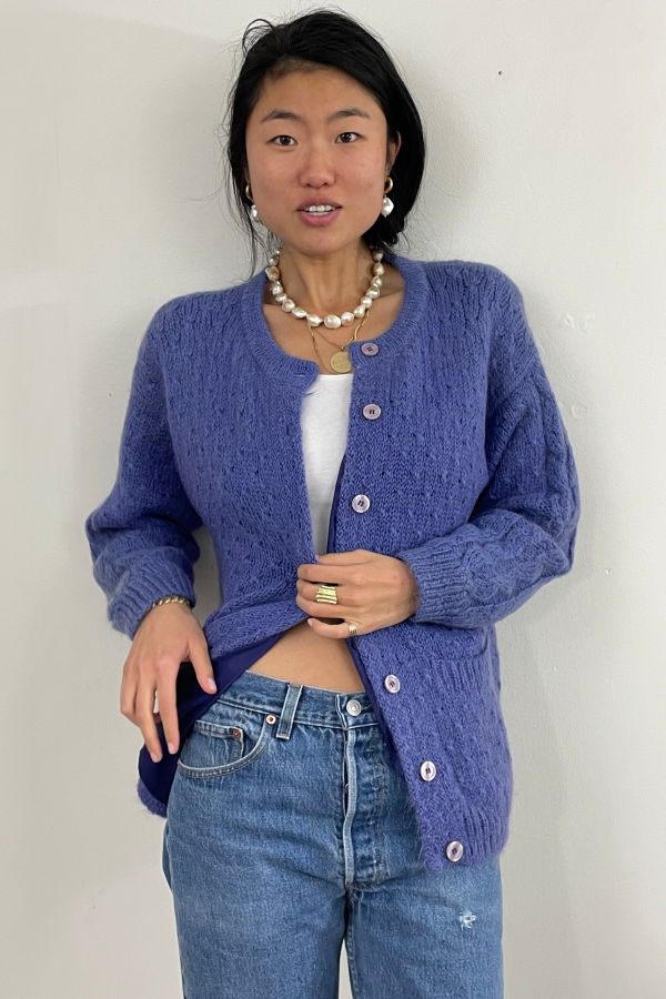 ReCAP Vintage Studio Vintage 90s Mohair Cable Knit Oversized Shacket Sweater