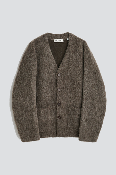 Our Legacy KNITTED CARDIGAN ANTHRACITE MELANGE WOOL - Navy