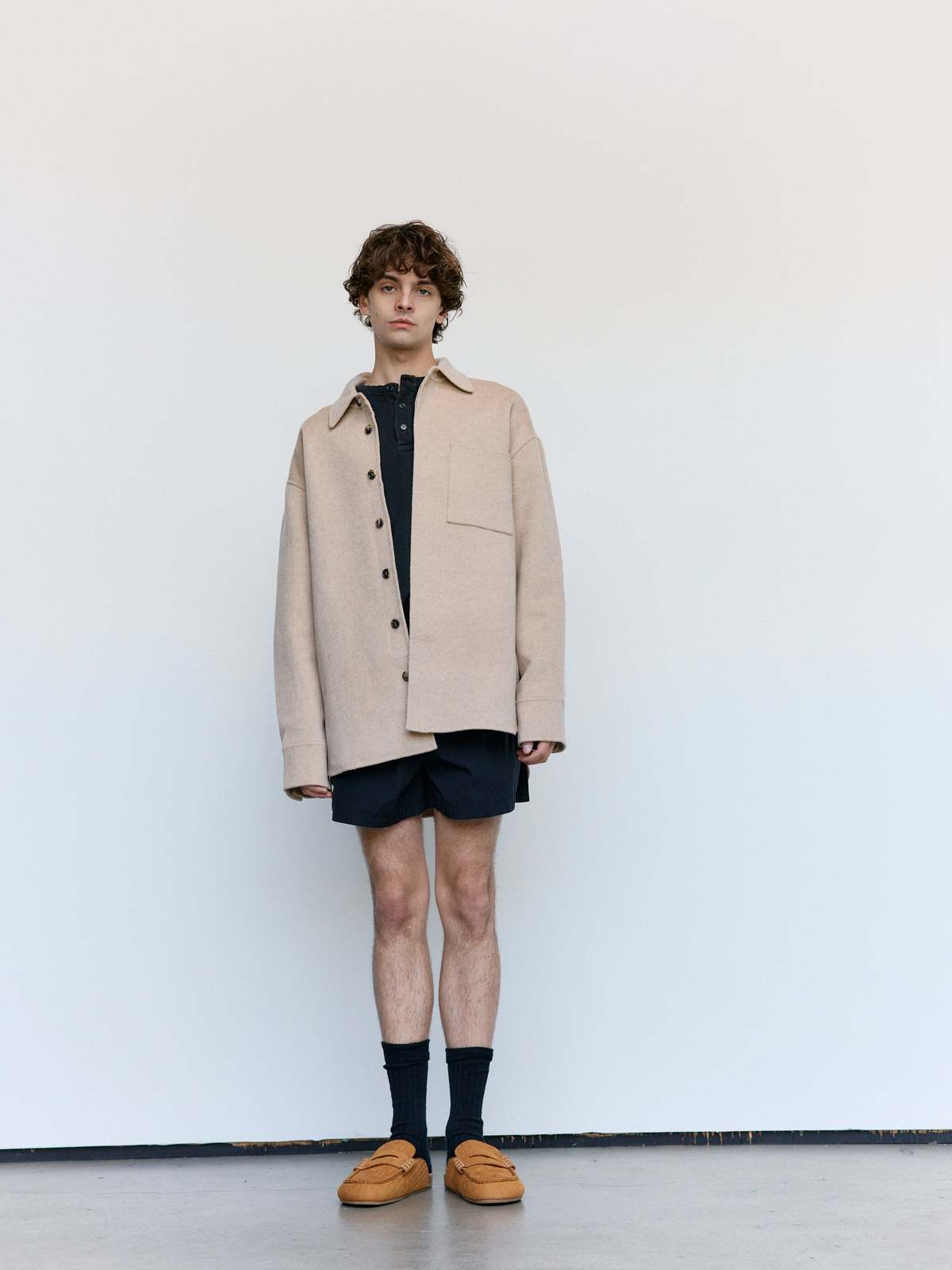 JW ANDERSON Clay Melange Wool Oversized Shirt Jacket - Image 7 of 9