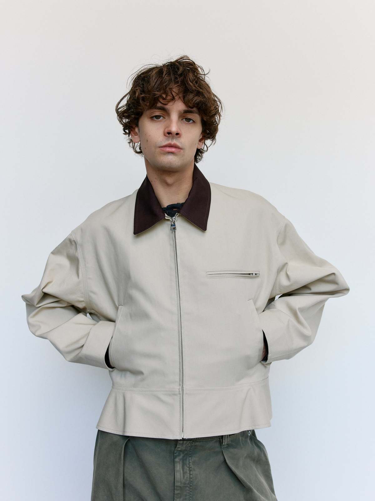 JW ANDERSON Nougat & Chocolate Cotton Curved Hem Workwear Jacket - Image 1 of 10