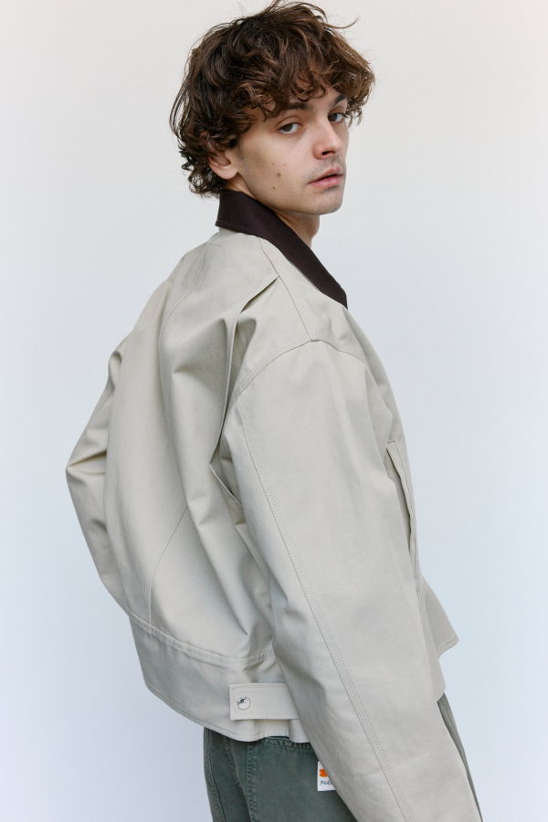 JW ANDERSON Nougat & Chocolate Cotton Curved Hem Workwear Jacket