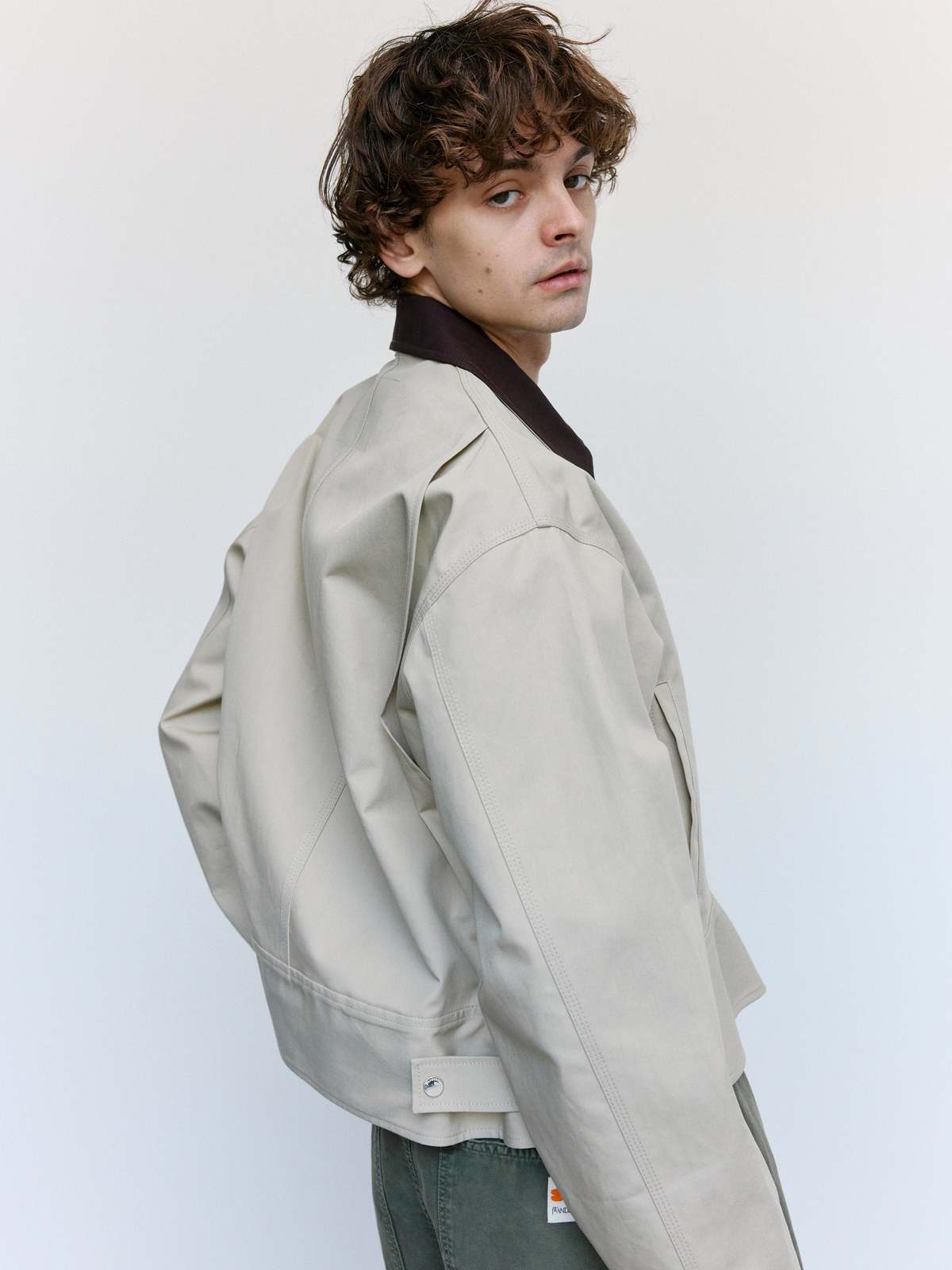 JW ANDERSON Nougat & Chocolate Cotton Curved Hem Workwear Jacket - Image 2 of 10
