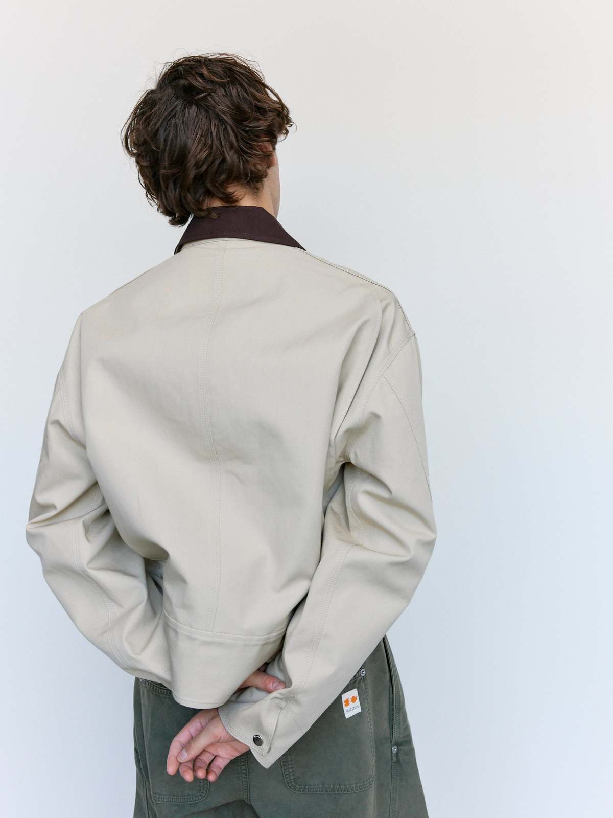 JW ANDERSON Nougat & Chocolate Cotton Curved Hem Workwear Jacket - Image 3 of 10