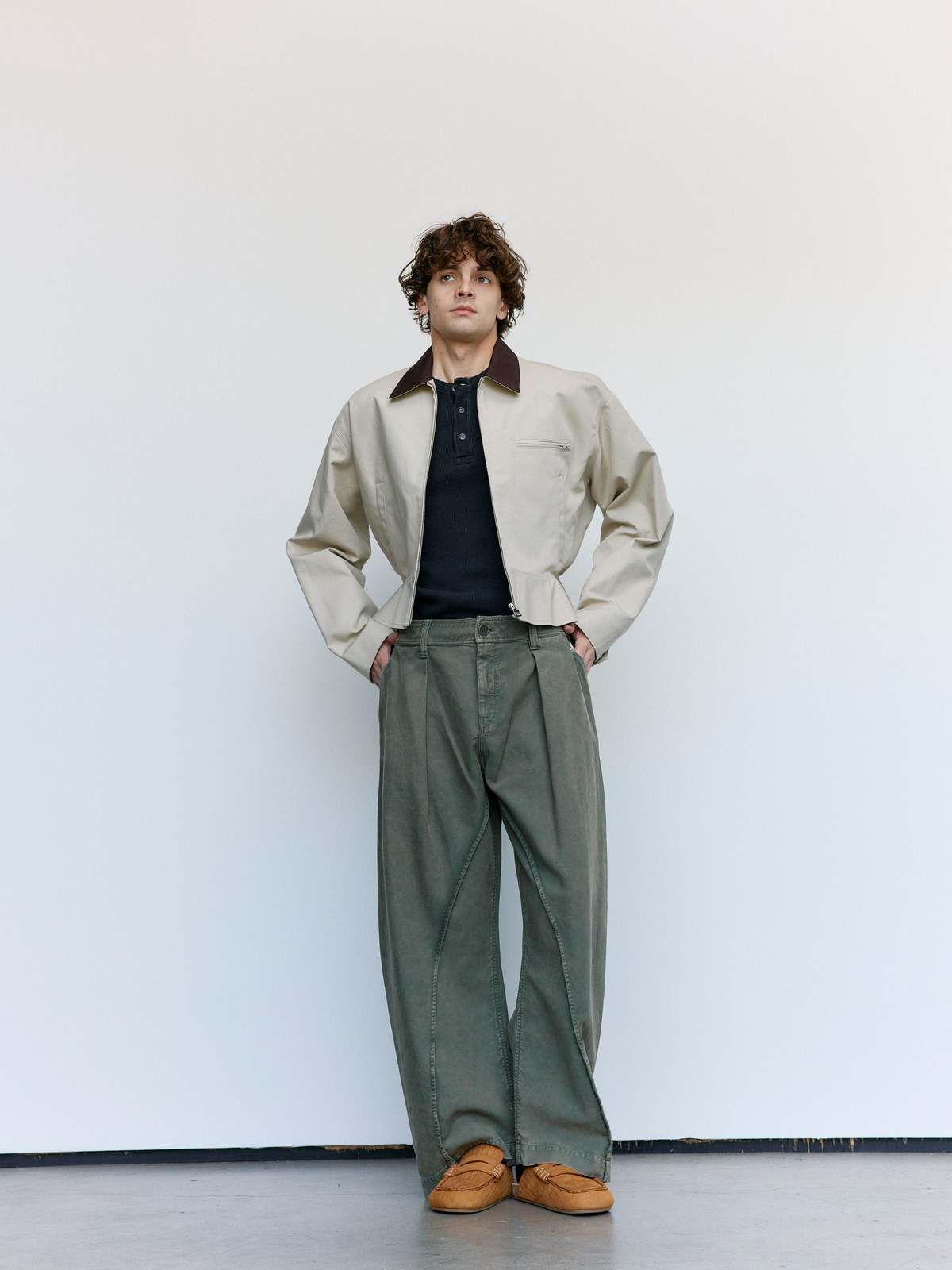 JW ANDERSON Nougat & Chocolate Cotton Curved Hem Workwear Jacket - Image 5 of 10