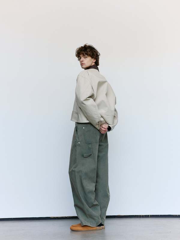 JW ANDERSON Nougat & Chocolate Cotton Curved Hem Workwear Jacket