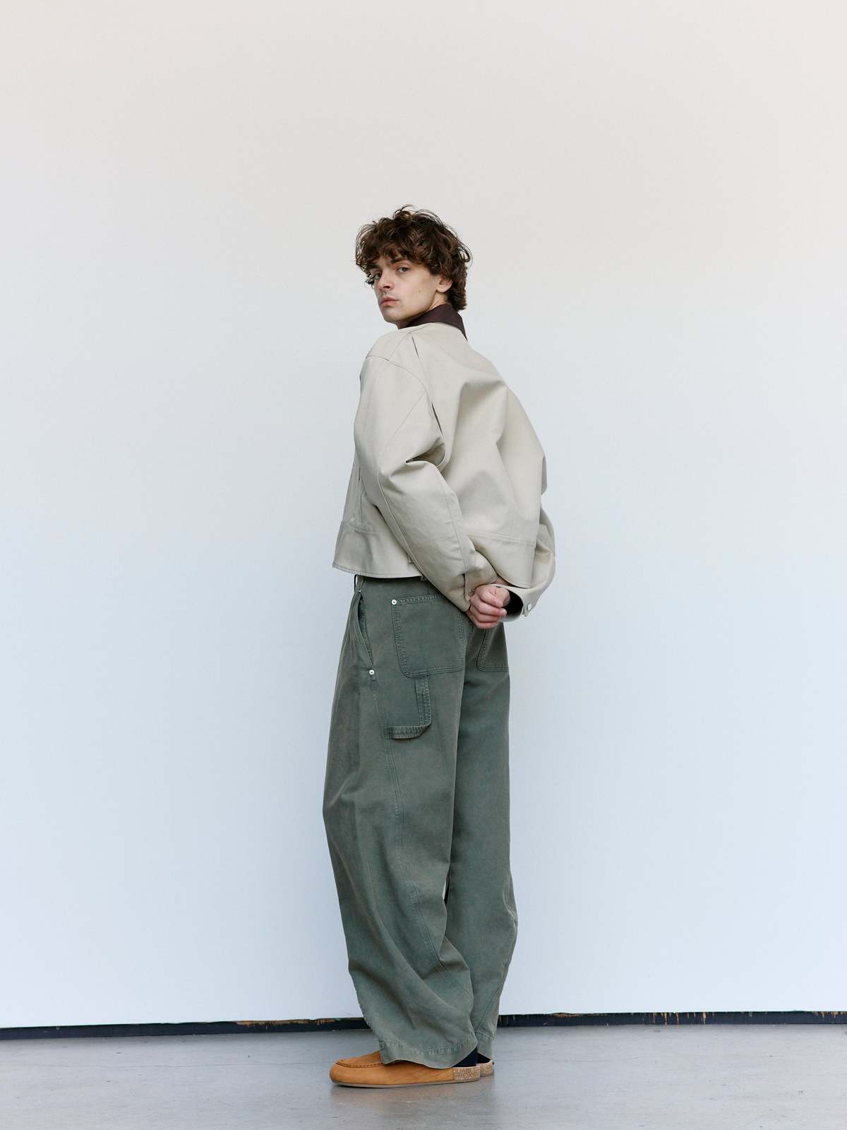 JW ANDERSON Nougat & Chocolate Cotton Curved Hem Workwear Jacket - Image 6 of 10