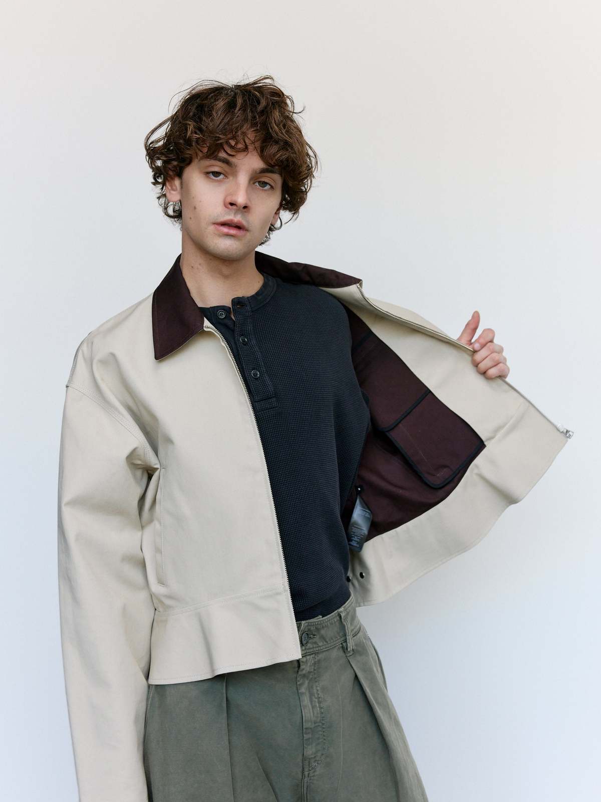 JW ANDERSON Nougat & Chocolate Cotton Curved Hem Workwear Jacket - Image 8 of 10