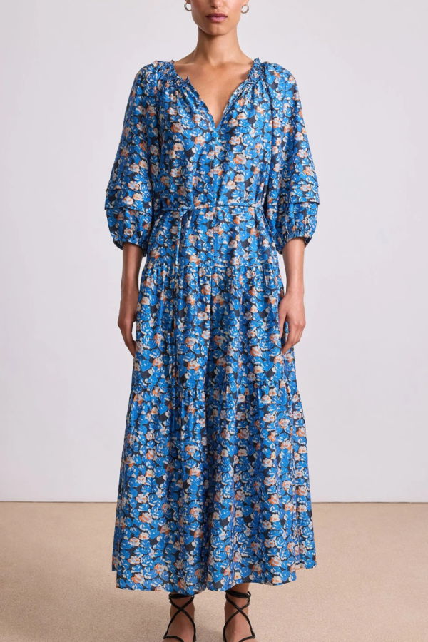 Apiece Apart Long Sleeve Uva Dress - Florette Blue