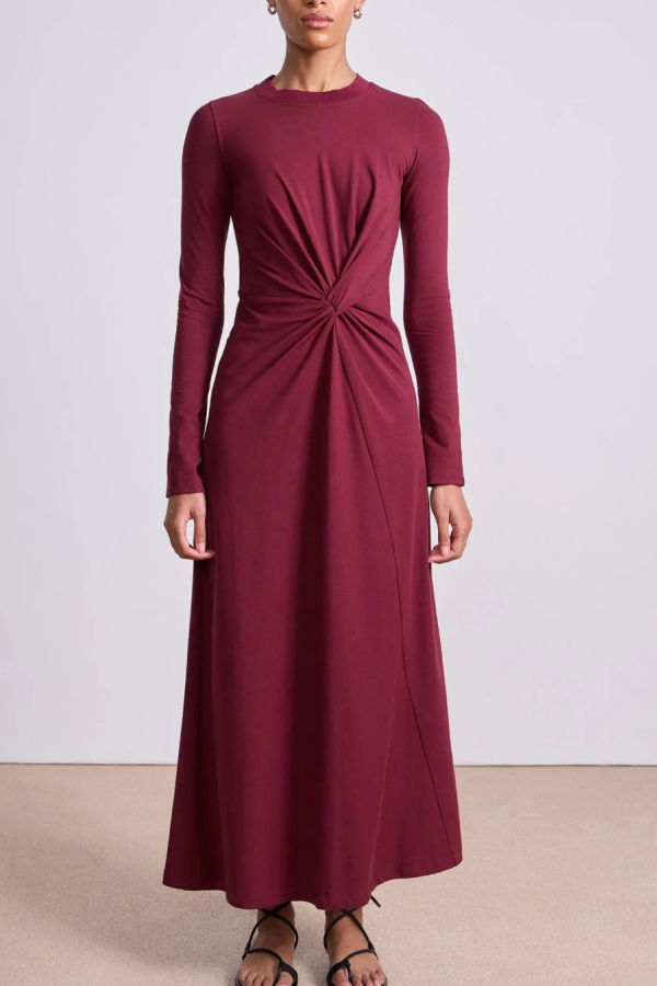 Apiece Apart Volta Long Sleeve Dress - Black Cherry