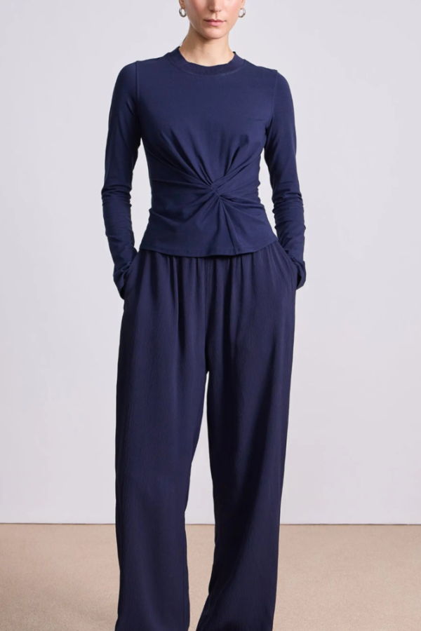 Apiece Apart Long Sleeve Volta Top - Navy