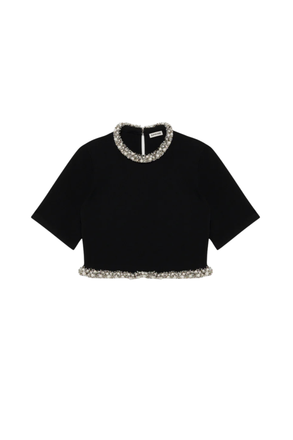 Jonathan Simkhai Ozelle S/S Crewneck Top - Black