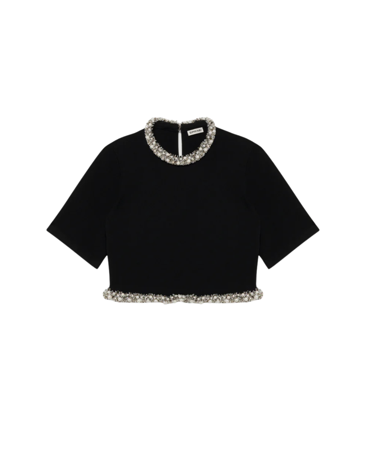 Jonathan Simkhai Ozelle S/S Crewneck Top - Black - Image 1 of 5