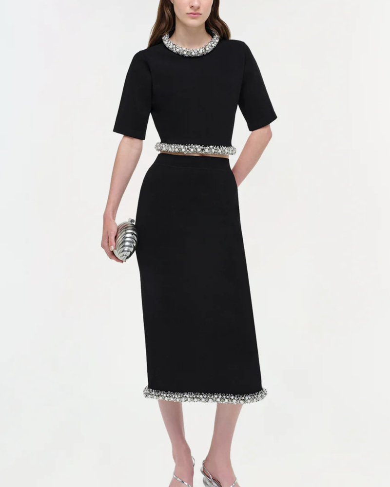 Jonathan Simkhai Ozelle S/S Crewneck Top - Black