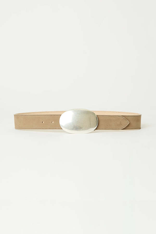 B-LOW THE BELT Myra Nubuck Belt - Taupe/Silver