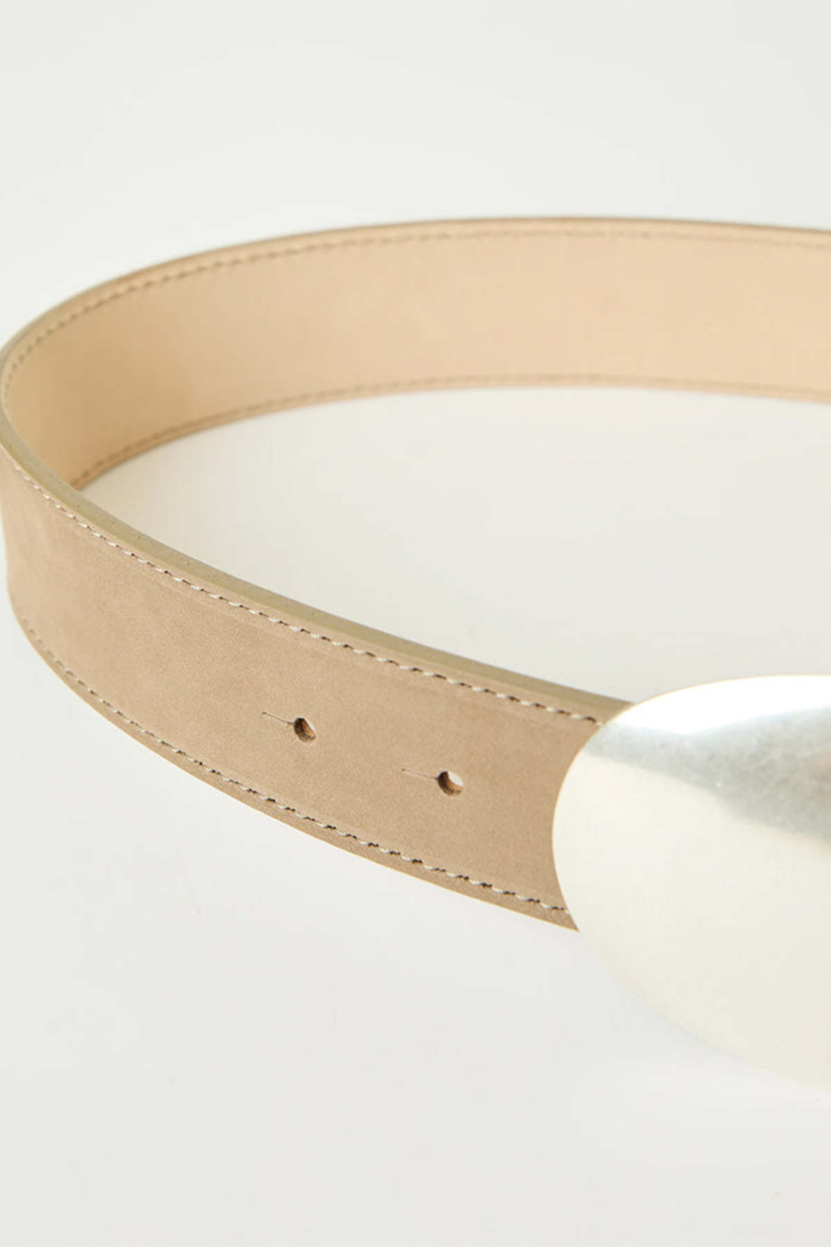 B-LOW THE BELT Myra Nubuck Belt - Taupe/Silver - Image 2 of 2