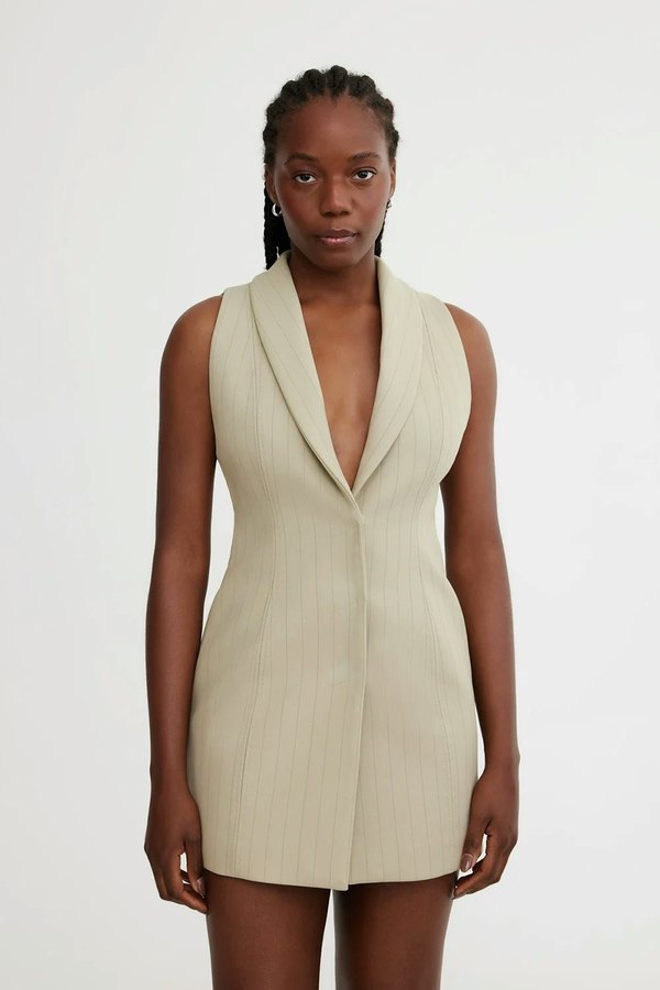 Significant Other Ebony Vest - Sage Pinstripe