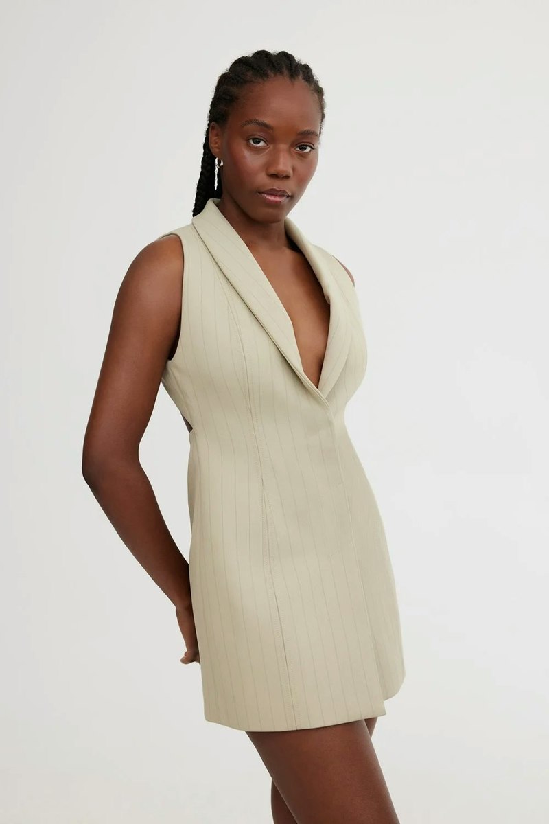 Significant Other Ebony Vest - Sage Pinstripe