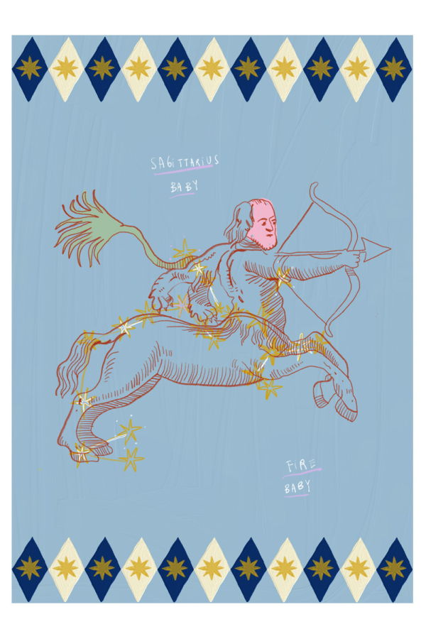 OWO Ceramics Sagittarius Baby Art Print - White/Multiple