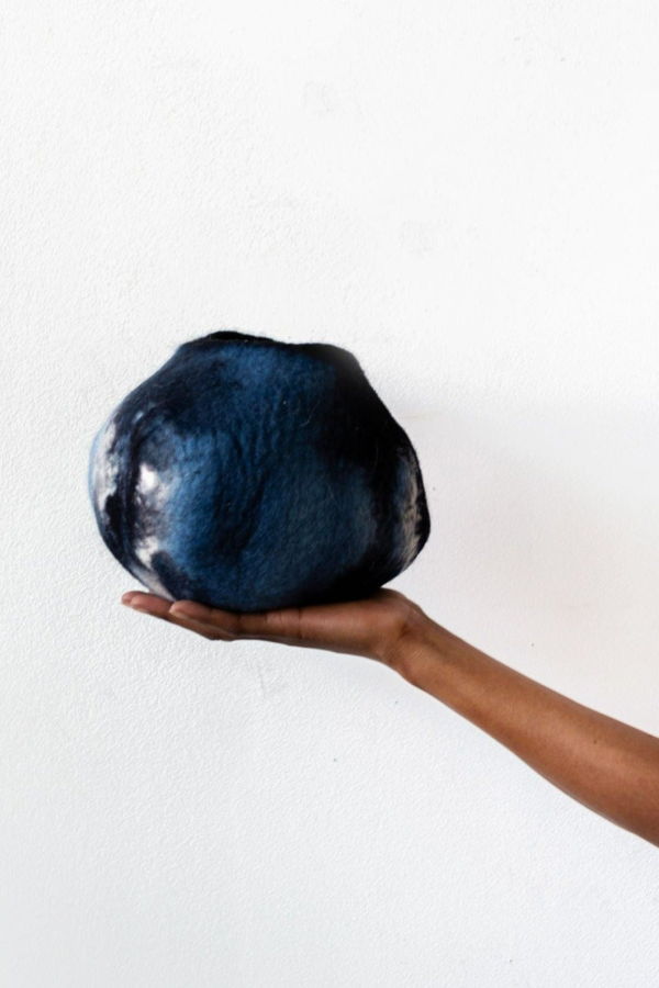 Kanju Interiors Adire Tye-Dye Wool Ukhamba Bowl