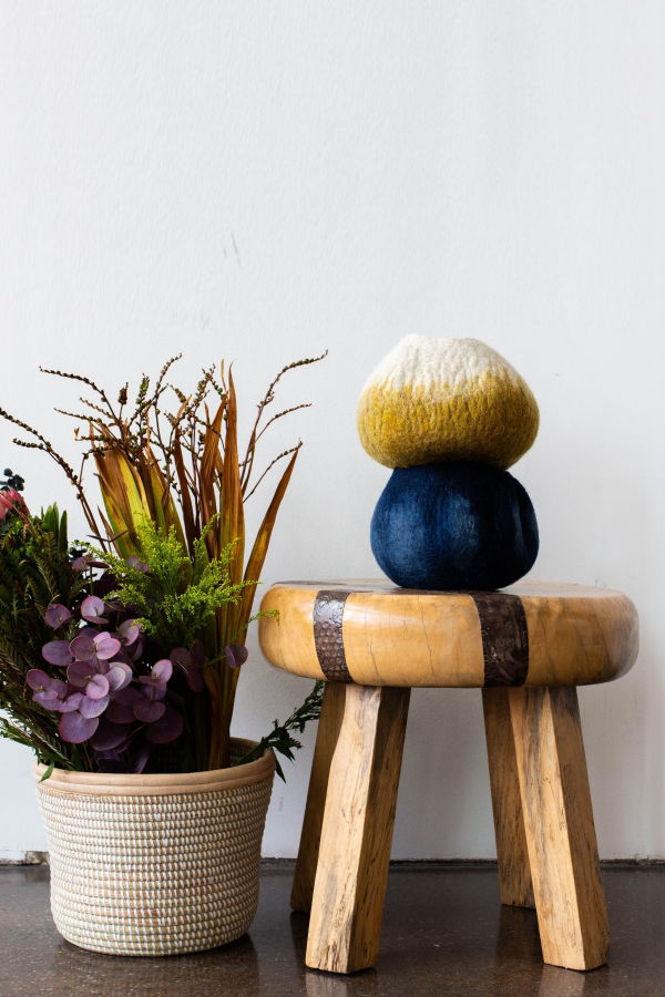 Kanju Interiors Adire Tye-Dye Wool Ukhamba Bowl