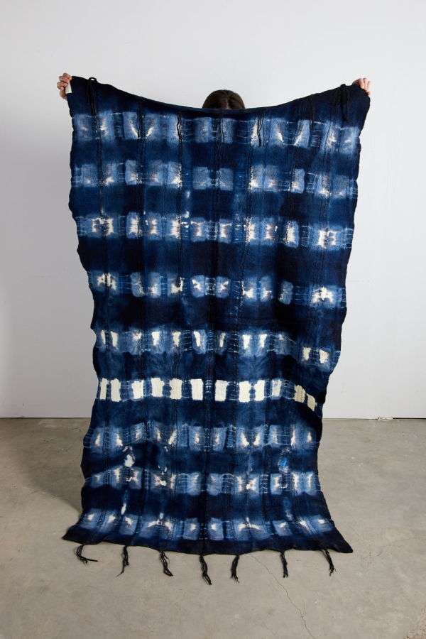 Kanju Interiors Adire Tye-Dye Lightweight Wool Throw Blanket
