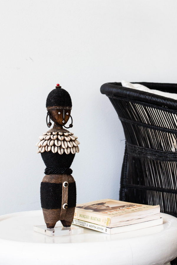 Kanju Interiors Beaded & Cowrie Shells African Namji Doll - Black