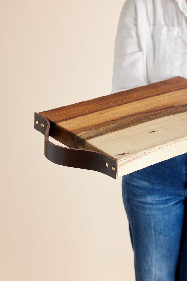 Kanju Interiors Blackwood Cutting Board with Leather Strap