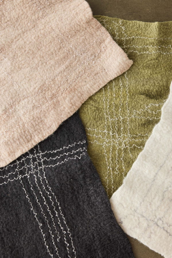 Kanju Interiors Dusty Rose Linear Merino Wool Felt Placemat