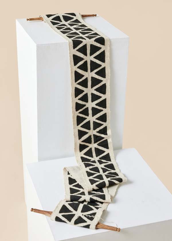 Balance Bogolan Wall Totem in White with Brown Diamonds