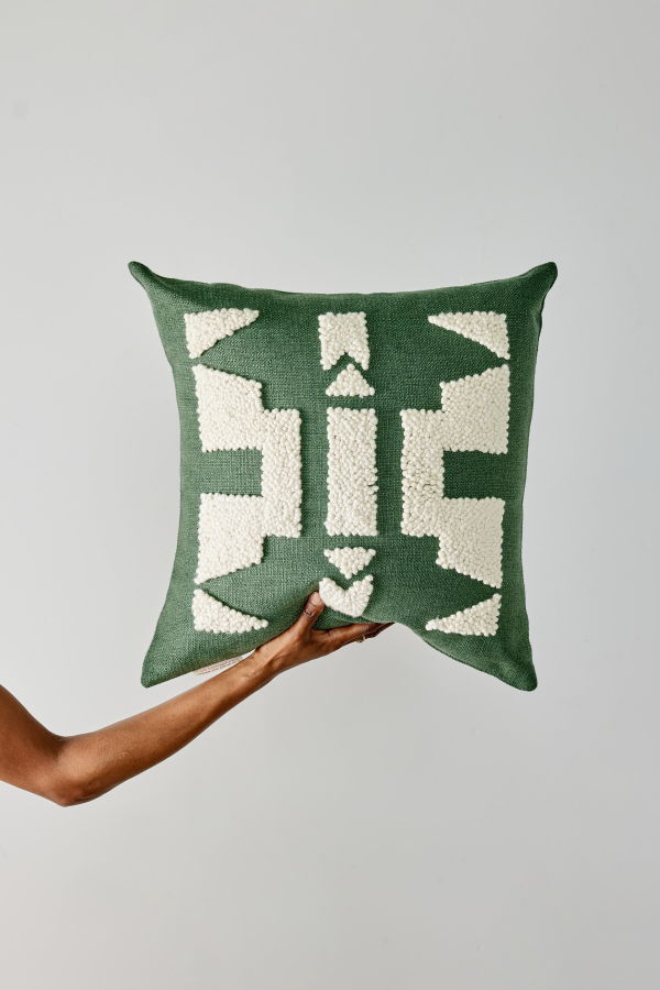 Kanju Interiors Ndebele Throw Pillow - Forest Green