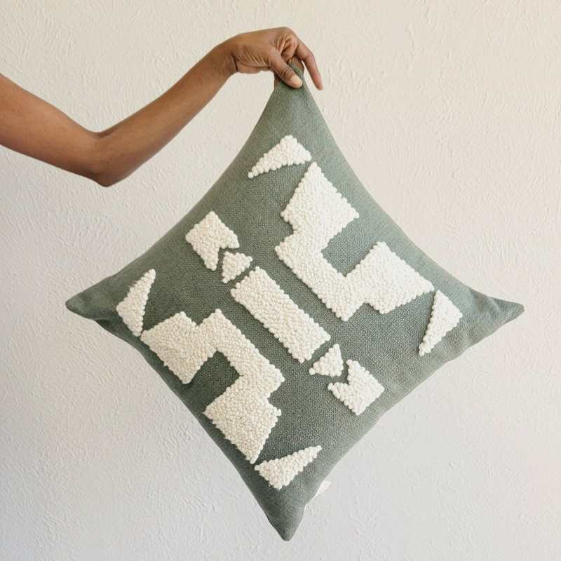 Kanju Interiors Ndebele Throw Pillow - Forest Green
