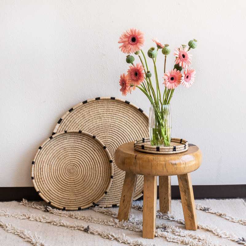 Kanju Interiors Nelisiwe Ilala Palm and Black Nesting Tray