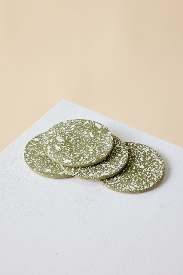 Kanju Interiors Olive Terrazzo Coasters Set of 4