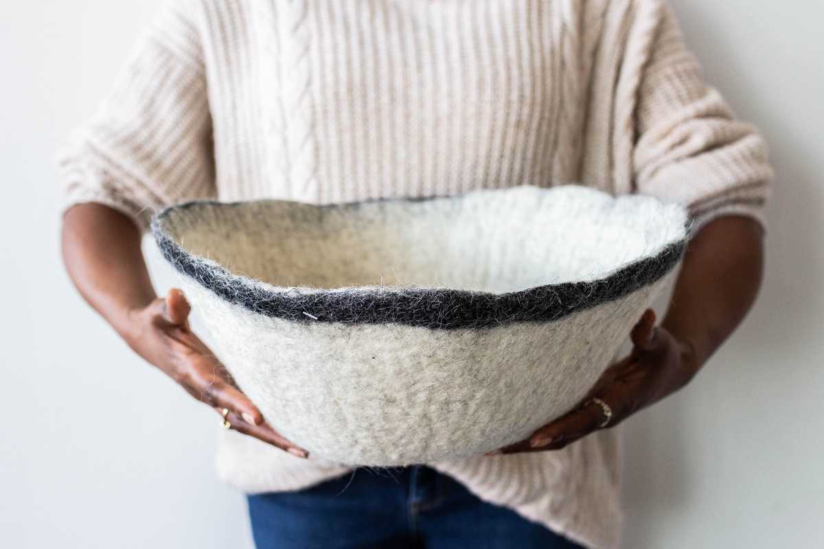 Kanju Interiors Orbit Hand-Felted Wool Bowl - Image 2 of 4