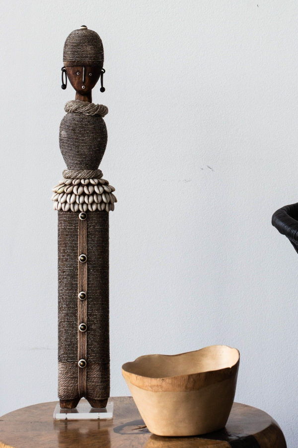 Kanju Interiors Platinum Beaded African Namji Doll