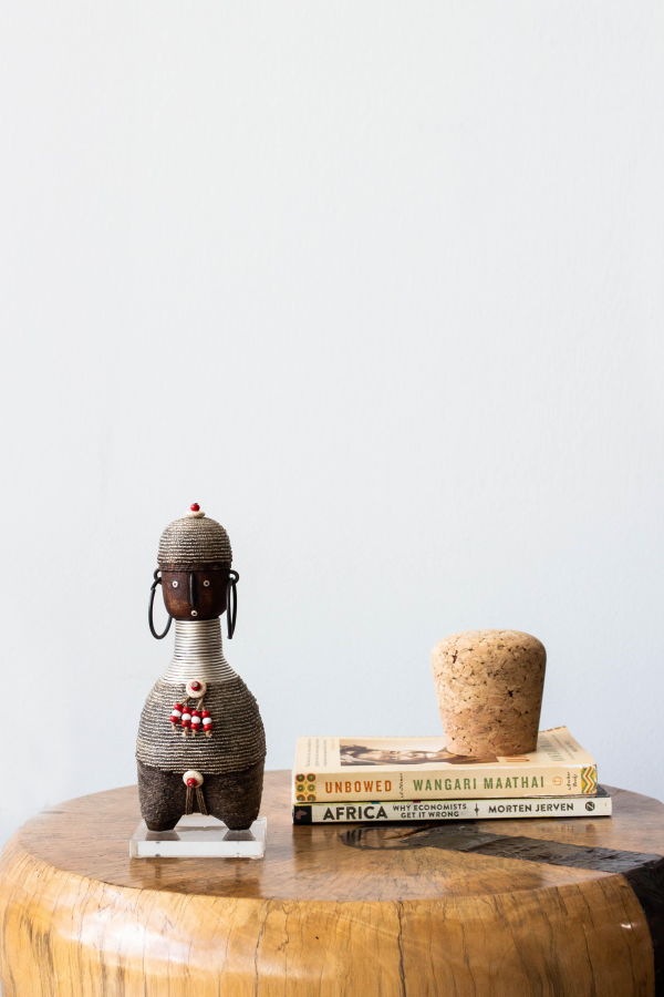 Kanju Interiors Platinum Beaded African Namji Doll