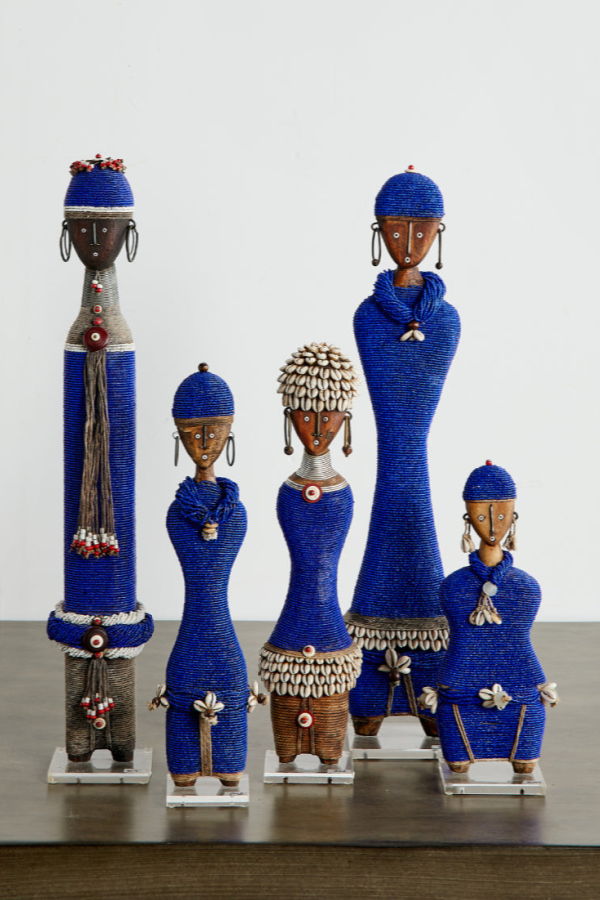 Kanju Interiors Beaded African Namji Doll - Tanzanite