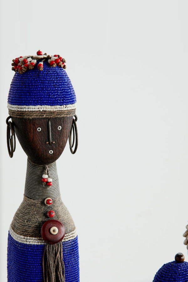 Kanju Interiors Beaded African Namji Doll - Tanzanite