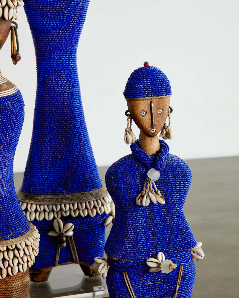Kanju Interiors Beaded African Namji Doll - Tanzanite