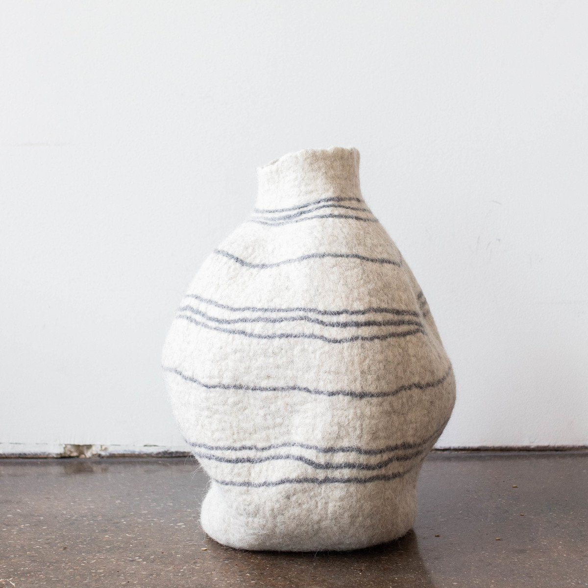 Kanju Interiors Tribal Lines Hand-Felted Wool Gourd Basket - Image 3 of 7