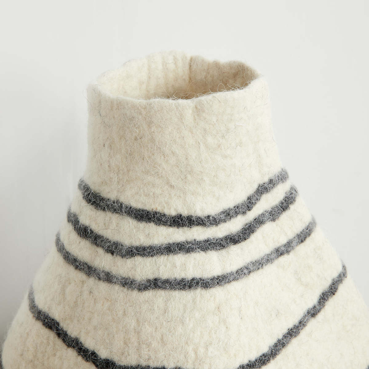 Kanju Interiors Tribal Lines Hand-Felted Wool Gourd Basket - Image 6 of 7